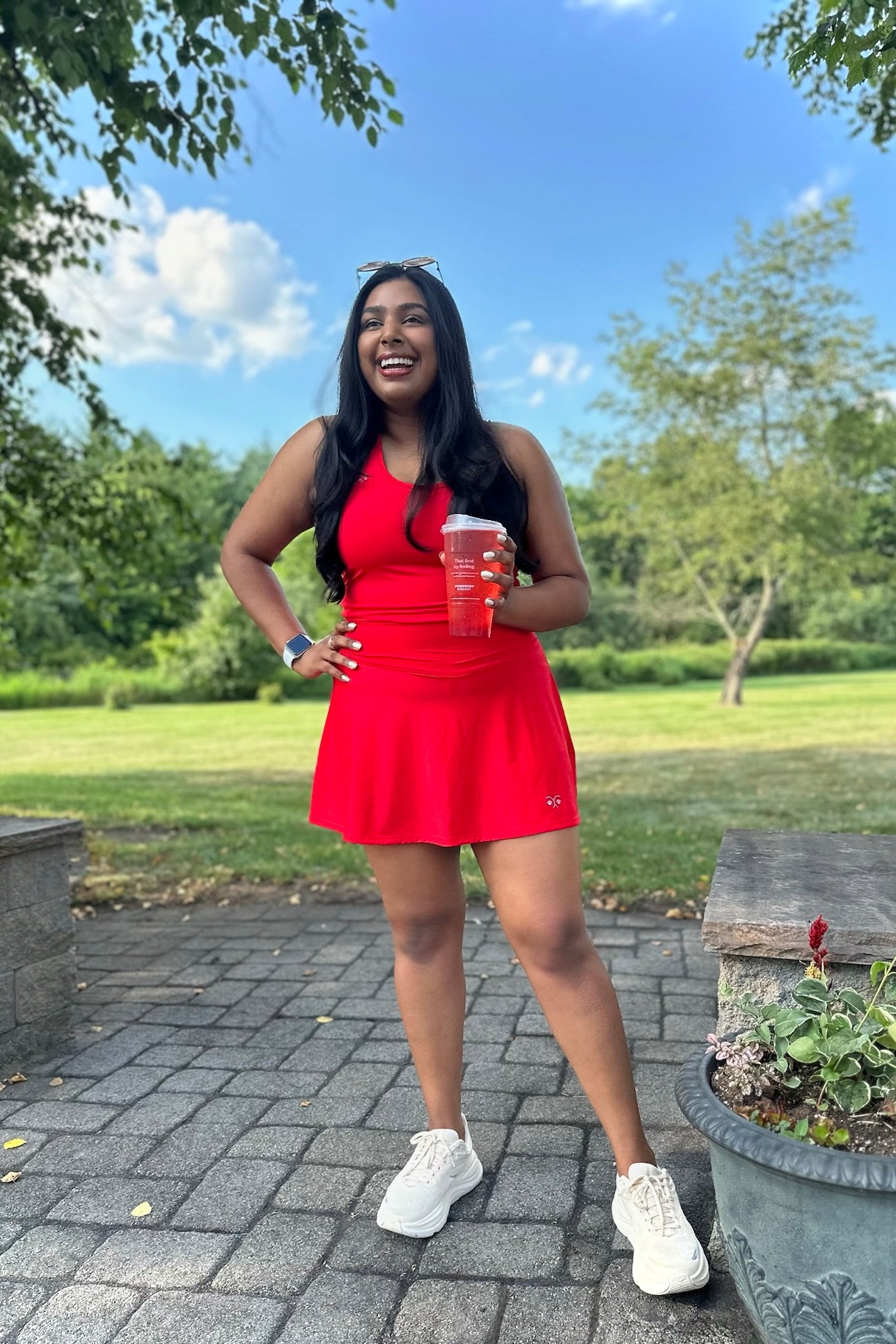 High Rise Flowy Skort — Scarlet Red