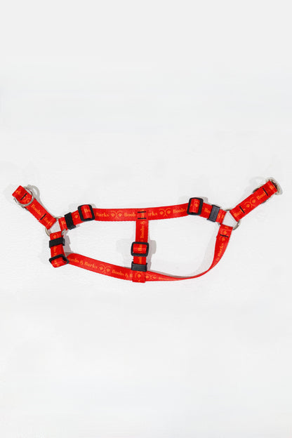Adjustable B&B Dog Harness — Scarlet Red