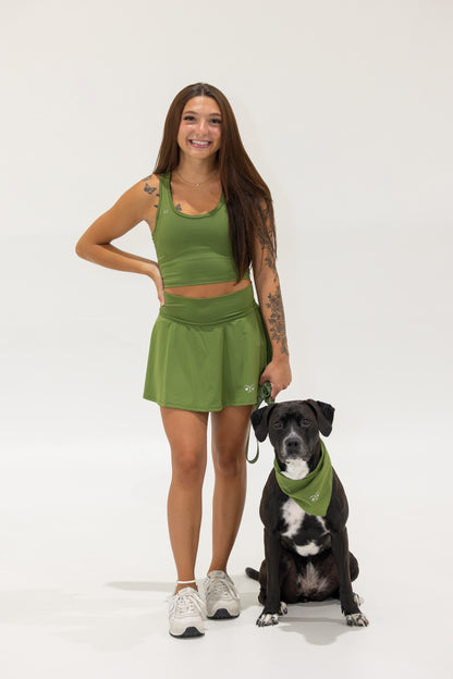 High Rise Flowy Skort — Forest Green