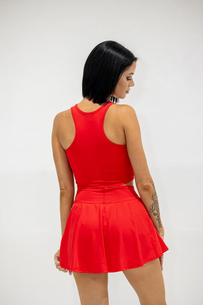 High Rise Flowy Skort — Scarlet Red