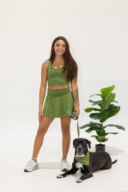 High Rise Flowy Skort — Forest Green