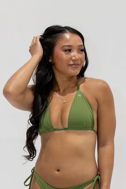 String Bikini Top — Forest Green